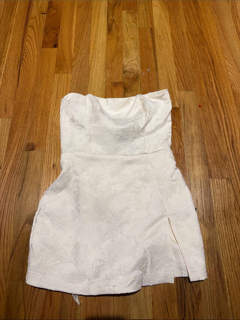 Lulu's Cream Strapless Floral Jacquard Mini Dress